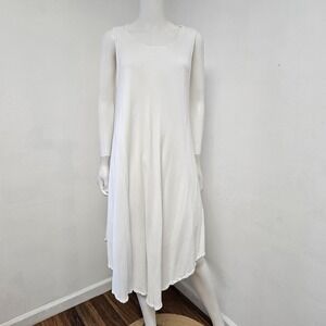 Mission Canyon Santa Barbara Dress OS White Lagenlook Asymmetric Midi Swing Hem
